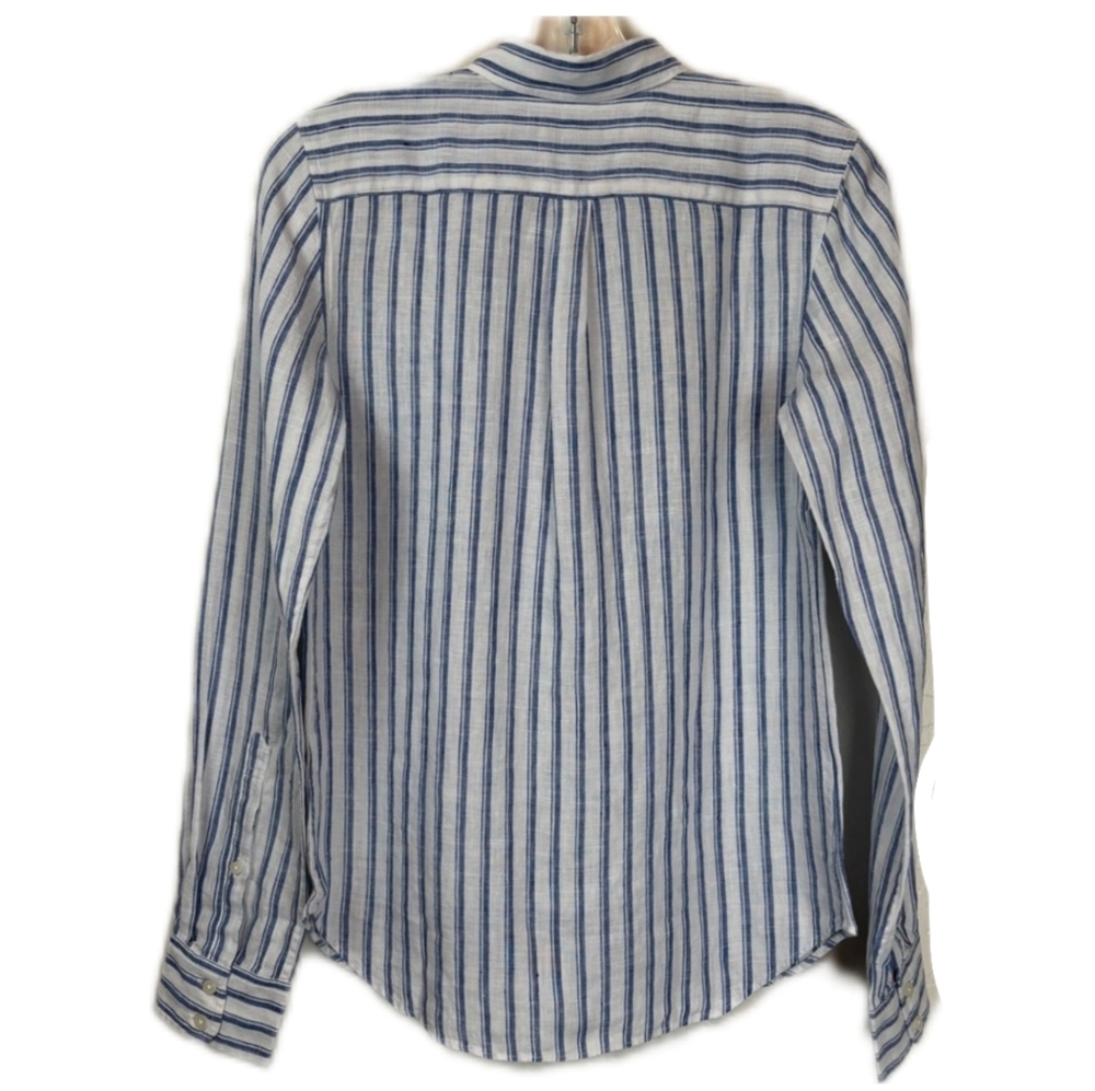 UNTUCKit Women's 100% Linen Wehlen Long Sleeve Button Down Striped Shirt Size 4 - Picture 4 of 11